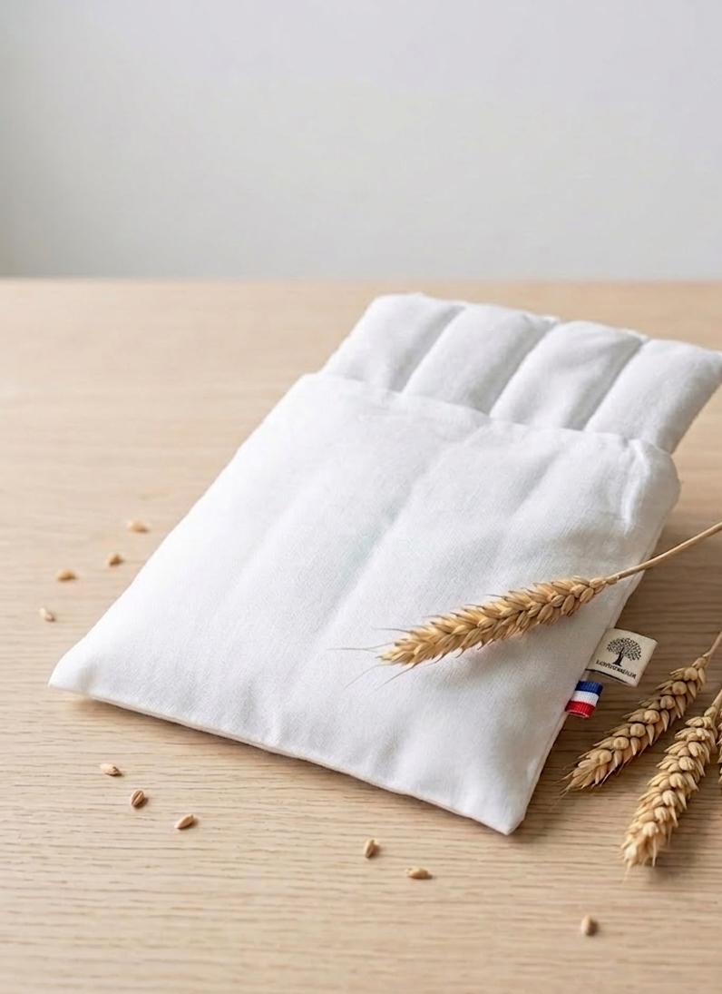 Bouillotte ventre au blé bio et sa housse