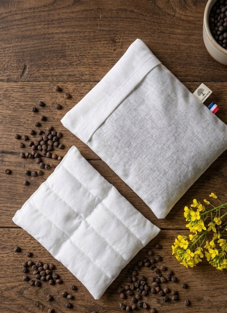 Housse et bouillotte ventre colza