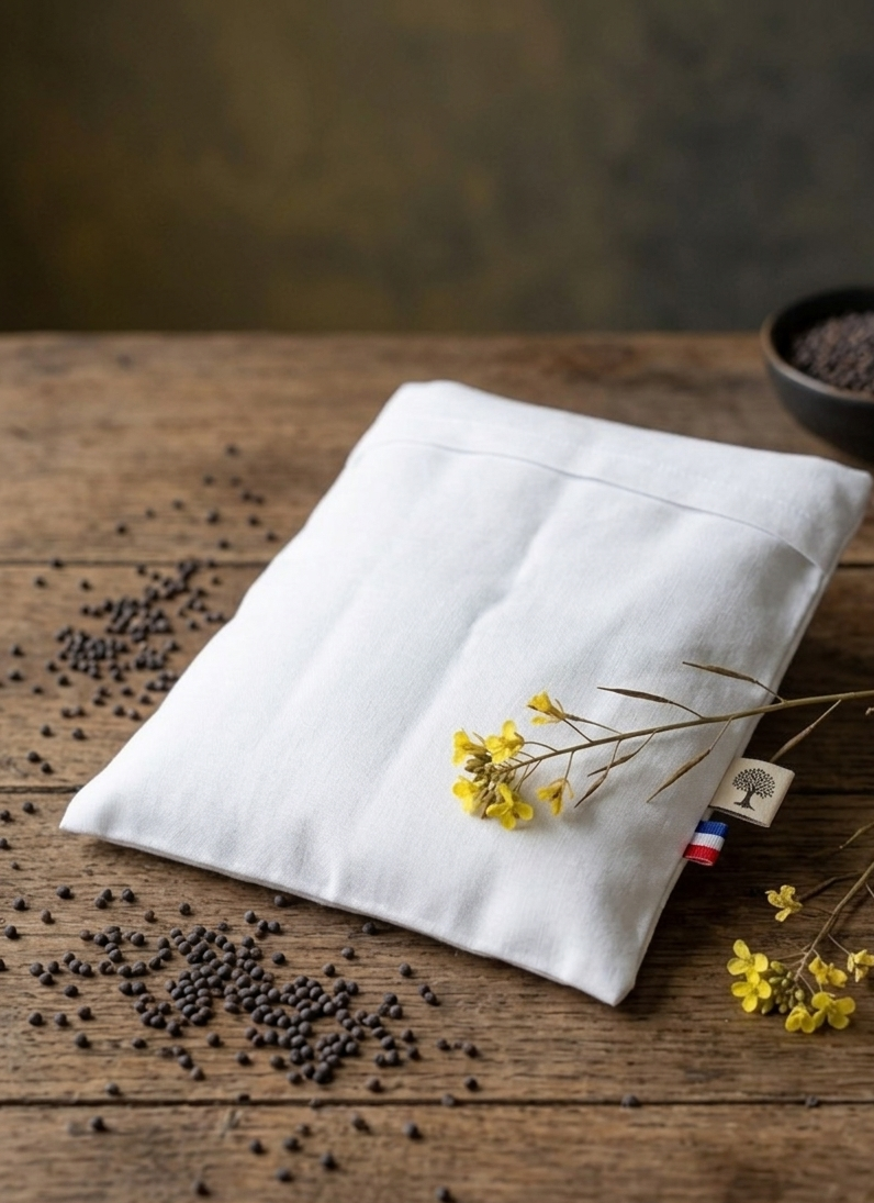Bouillotte colza carrée pour le ventre