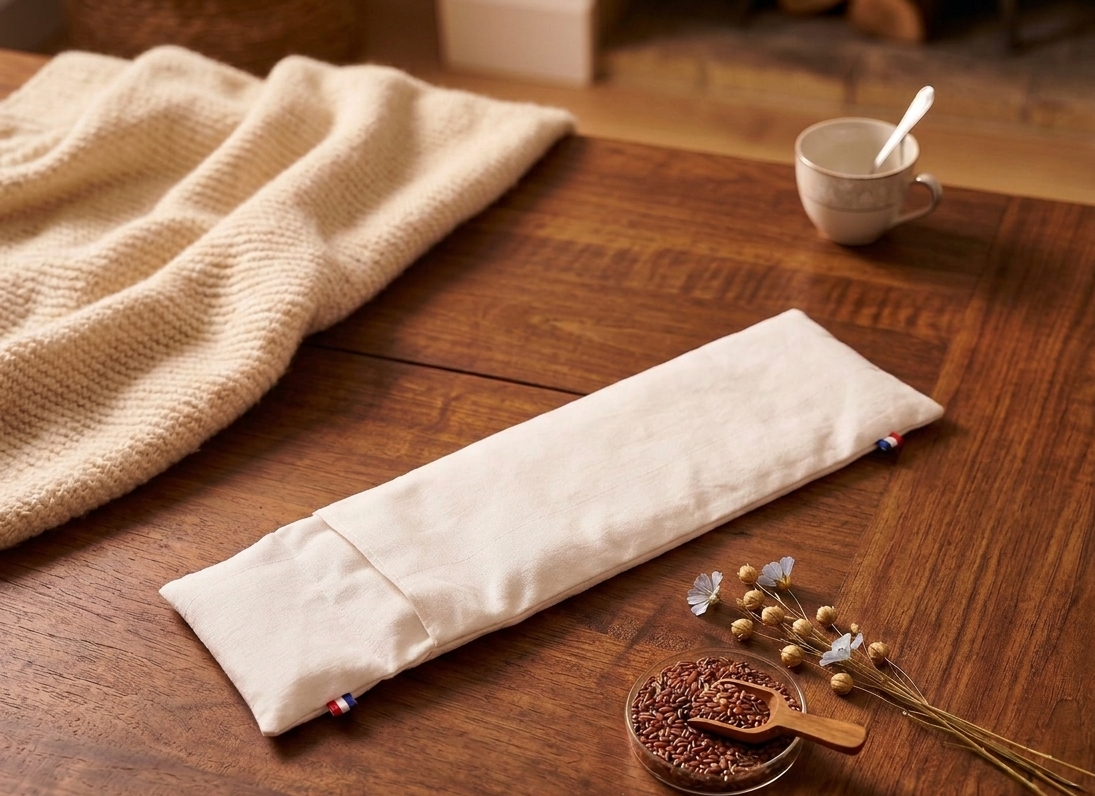 Bouillotte longue déhoussable en lin bio